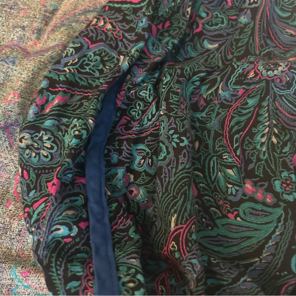 Victoria secret vintage gold label paisley flor print robe black pink blue teal - Picture 5 of 10